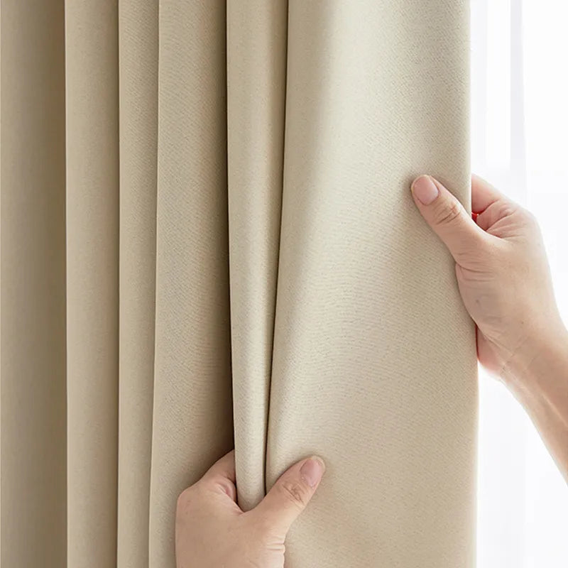 Modern Blackout Curtain For Bedroom Beige Color Girl Curtians For Living Room Window Treatment Drapes High Shading 85% Custom